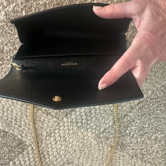 YSL Black Clutch with Gold chain - Picture 6 of 10